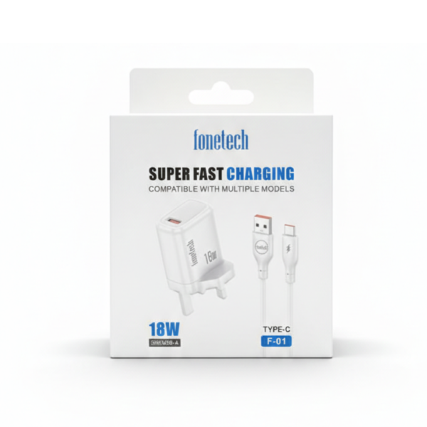Fonetech 18W Travel Adapter - F-01 Fonetech F-01 18W Super Fast Charging Travel Adapter