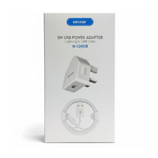 Nipudun N-CH108 5W USB Power Adapter with Lightning to USB Cable