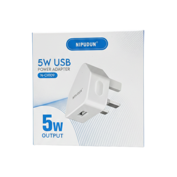 Nidupun 5W Power Adapter - N-CH109 Nipudun N-CH109 5W USB Power Adapter - Compact Wall Charger