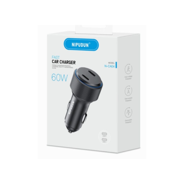 Nipudun N-CA04 60W Dual USB-C Fast Car Charger